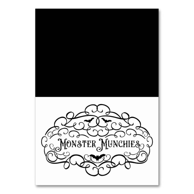 Monster Munchies Återvunnen Halloween Mat Tält Bordsnummer (Framsidan)