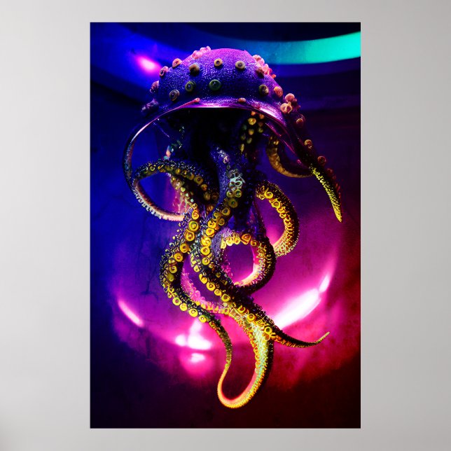 Monster Octopus Poster - Epic Kraken Digital Art (Framsidan)