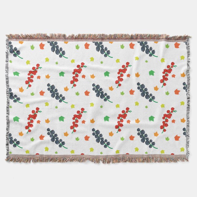 Mönster om bär, bergsbär, blåbär, frukt filt (Framsidan)