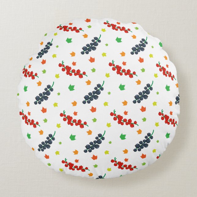 Mönster om bär, bergsbär, blåbär, frukt rund kudde (Framsidan)