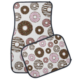 Mönster om Donuts, Rosa Donuts, brun Donuts Bilmatta