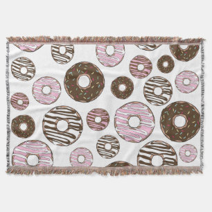 Mönster om Donuts, Rosa Donuts, brun Donuts Filt