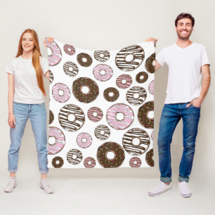 Mönster om Donuts, Rosa Donuts, brun Donuts Fleecefilt