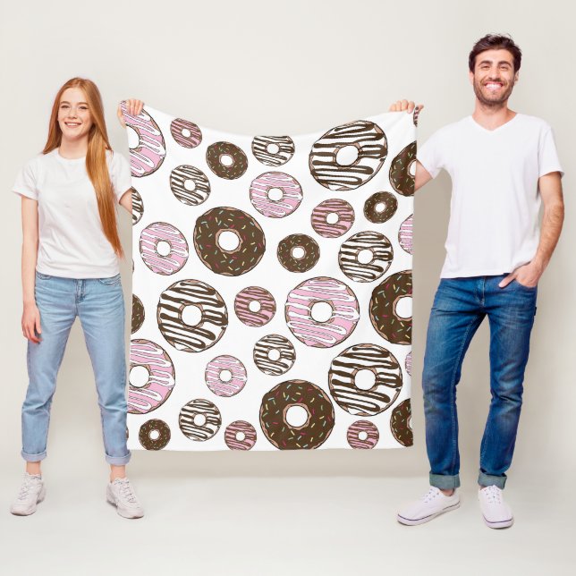 Mönster om Donuts, Rosa Donuts, brun Donuts Fleecefilt (På plats)