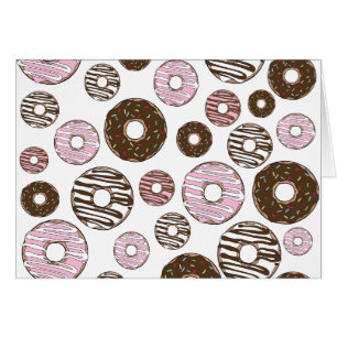Mönster om Donuts, Rosa Donuts, brun Donuts Hälsningskort