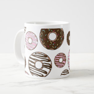 Mönster om Donuts, Rosa Donuts, brun Donuts Jumbo Mugg