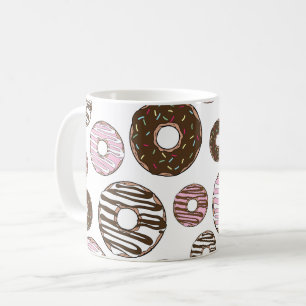 Mönster om Donuts, Rosa Donuts, brun Donuts Kaffemugg
