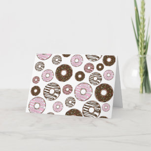 Mönster om Donuts, Rosa Donuts, brun Donuts Kort