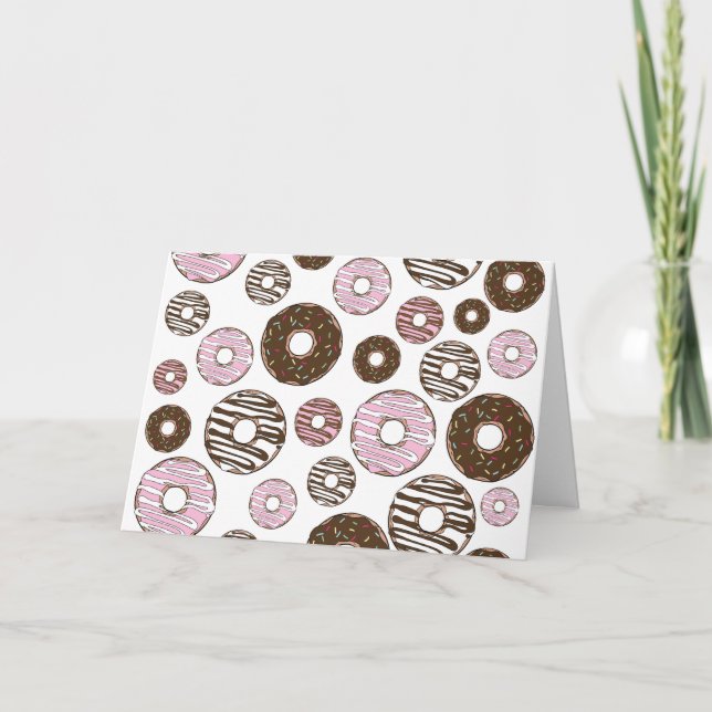 Mönster om Donuts, Rosa Donuts, brun Donuts Kort (Framsida)