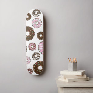 Mönster om Donuts, Rosa Donuts, brun Donuts Mini Skateboard Bräda 18,5 Cm