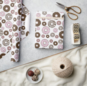 Mönster om Donuts, Rosa Donuts, brun Donuts Presentpapper