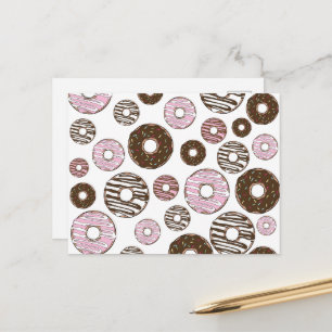 Mönster om Donuts, Rosa Donuts, brun Donuts Vykort