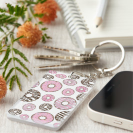 Mönster om Donuts, Rosa Donuts, vita Donuts
