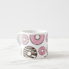 Mönster om Donuts, Rosa Donuts, vita Donuts Espressomugg