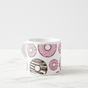 Mönster om Donuts, Rosa Donuts, vita Donuts Espressomugg