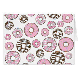 Mönster om Donuts, Rosa Donuts, vita Donuts Hälsningskort