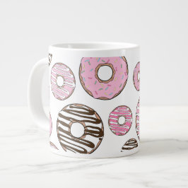 Mönster om Donuts, Rosa Donuts, vita Donuts Jumbo Mugg