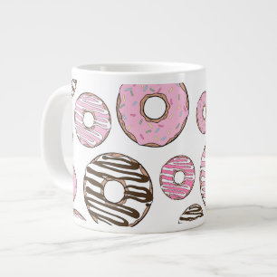 Mönster om Donuts, Rosa Donuts, vita Donuts Jumbo Mugg