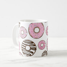 Mönster om Donuts, Rosa Donuts, vita Donuts Kaffemugg