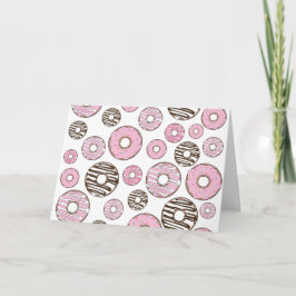 Mönster om Donuts, Rosa Donuts, vita Donuts Kort