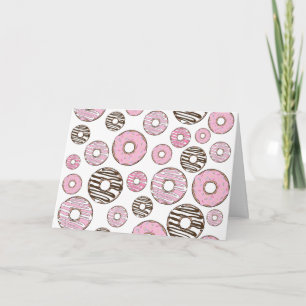Mönster om Donuts, Rosa Donuts, vita Donuts Kort