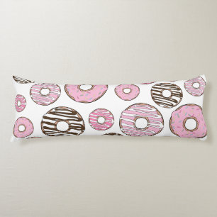 Mönster om Donuts, Rosa Donuts, vita Donuts Kroppskudde