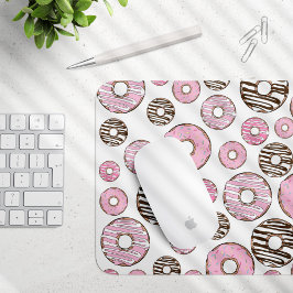 Mönster om Donuts, Rosa Donuts, vita Donuts Musmatta
