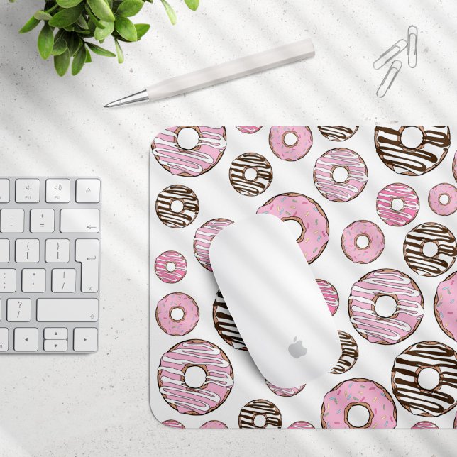 Mönster om Donuts, Rosa Donuts, vita Donuts Musmatta (Skapare uppladdad)