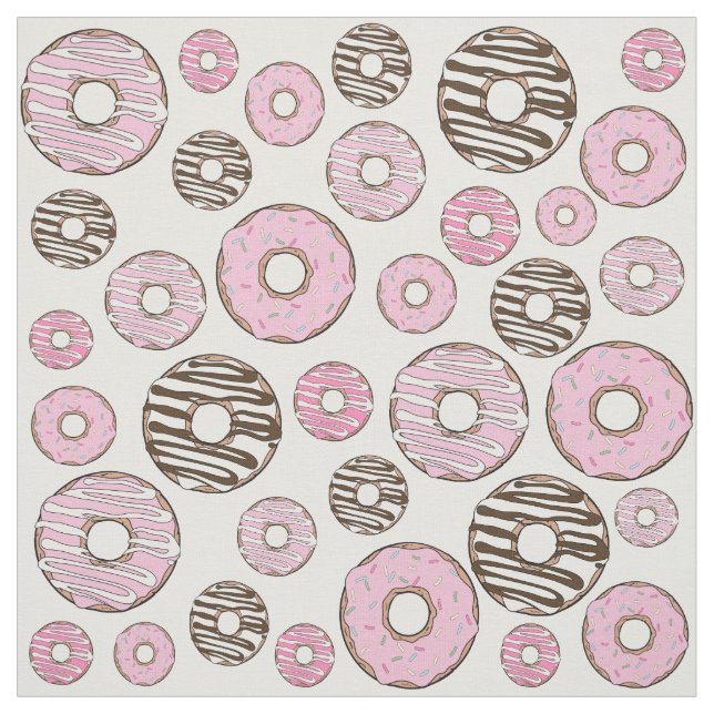 Mönster om Donuts, Rosa Donuts, vita Donuts Tyg (Provkarta)