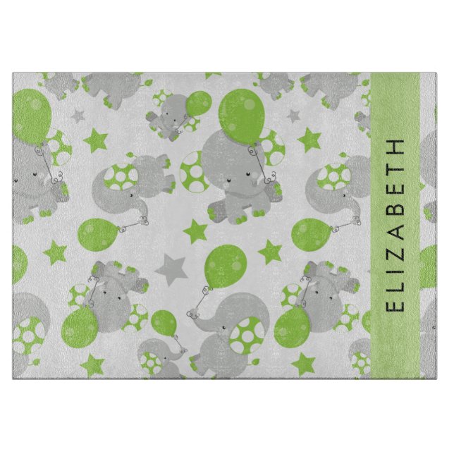 Mönster om elefanter, Cute Elephants, ditt namn (Framsidan)