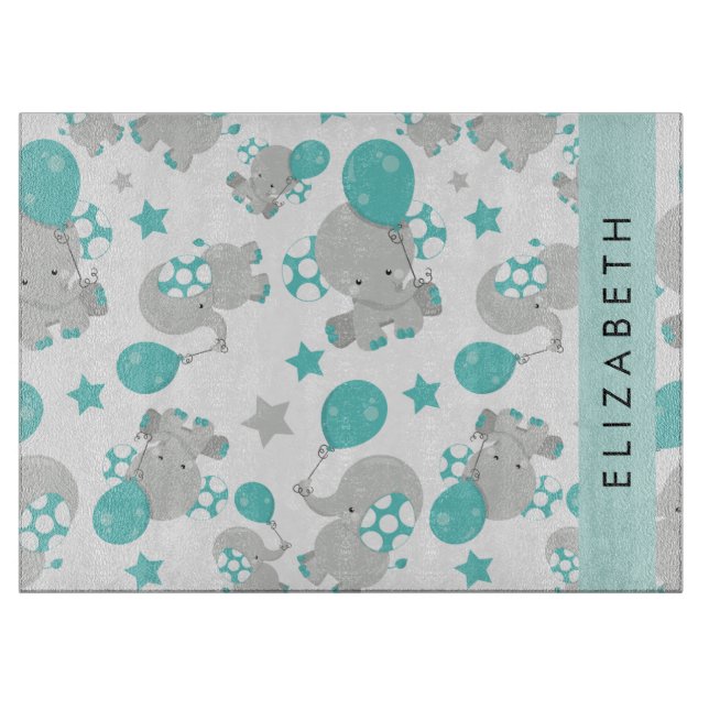 Mönster om elefanter, Cute Elephants, ditt namn (Framsidan)