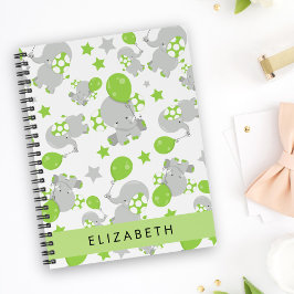 Mönster om elefanter, Cute Elephants, ditt namn Anteckningsbok