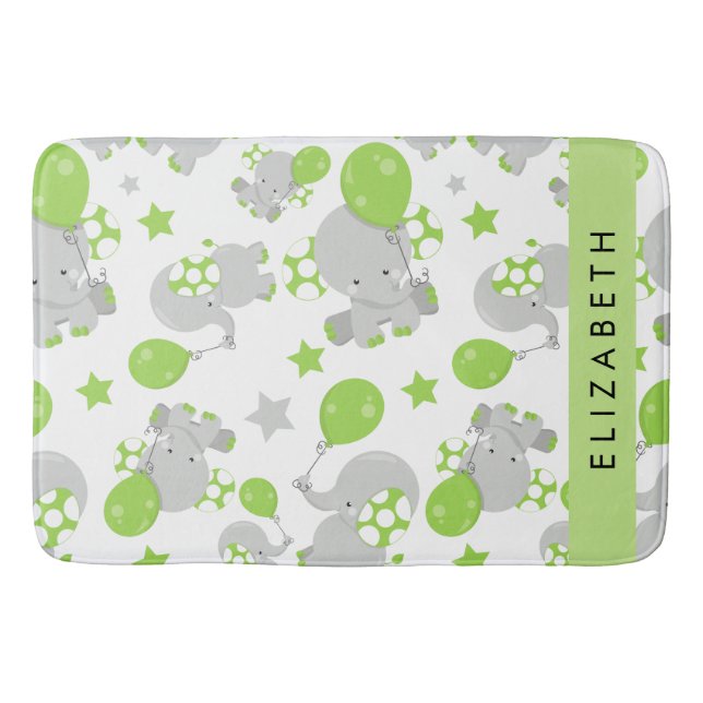 Mönster om elefanter, Cute Elephants, ditt namn Badrumsmatta (Framsidan)