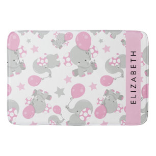 Mönster om elefanter, Cute Elephants, ditt namn Badrumsmatta