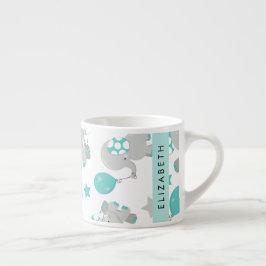 Mönster om elefanter, Cute Elephants, ditt namn Espressomugg