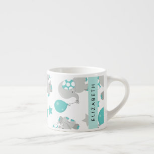 Mönster om elefanter, Cute Elephants, ditt namn Espressomugg