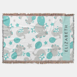 Mönster om elefanter, Cute Elephants, ditt namn Filt