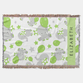 Mönster om elefanter, Cute Elephants, ditt namn Filt