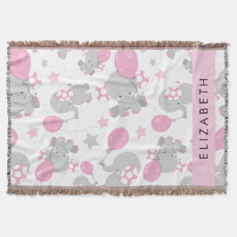 Mönster om elefanter, Cute Elephants, ditt namn Filt