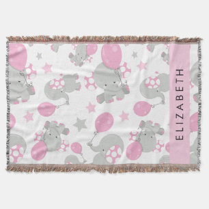 Mönster om elefanter, Cute Elephants, ditt namn Filt