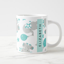 Mönster om elefanter, Cute Elephants, ditt namn Jumbo Mugg