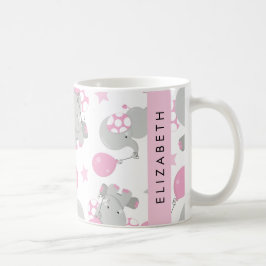 Mönster om elefanter, Cute Elephants, ditt namn Kaffemugg