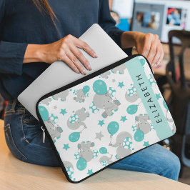 Mönster om elefanter, Cute Elephants, ditt namn Laptop Fodral