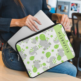 Mönster om elefanter, Cute Elephants, ditt namn Laptop Fodral