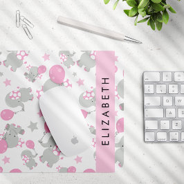 Mönster om elefanter, Cute Elephants, ditt namn Musmatta