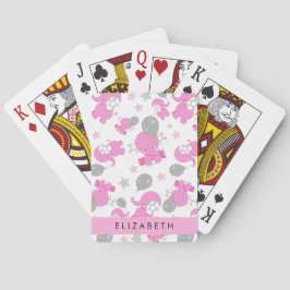 Mönster om Rosa elefanter, stjärnor, ditt namn Casinokort