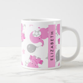 Mönster om Rosa elefanter, stjärnor, ditt namn Jumbo Mugg
