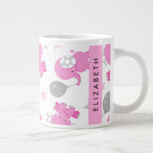 Mönster om Rosa elefanter, stjärnor, ditt namn Jumbo Mugg