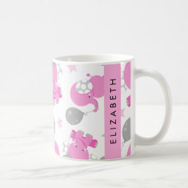 Mönster om Rosa elefanter, stjärnor, ditt namn Kaffemugg