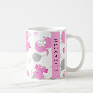Mönster om Rosa elefanter, stjärnor, ditt namn Kaffemugg